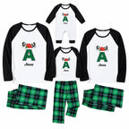 Personalized Monogram Green Plaid Family Christmas Pajamas