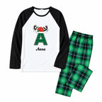 Personalized Monogram Green Plaid Family Christmas Pajamas