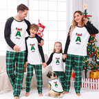 Personalized Monogram Green Plaid Family Christmas Pajamas