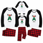 Personalized Monogram Green Plaid Family Christmas Pajamas