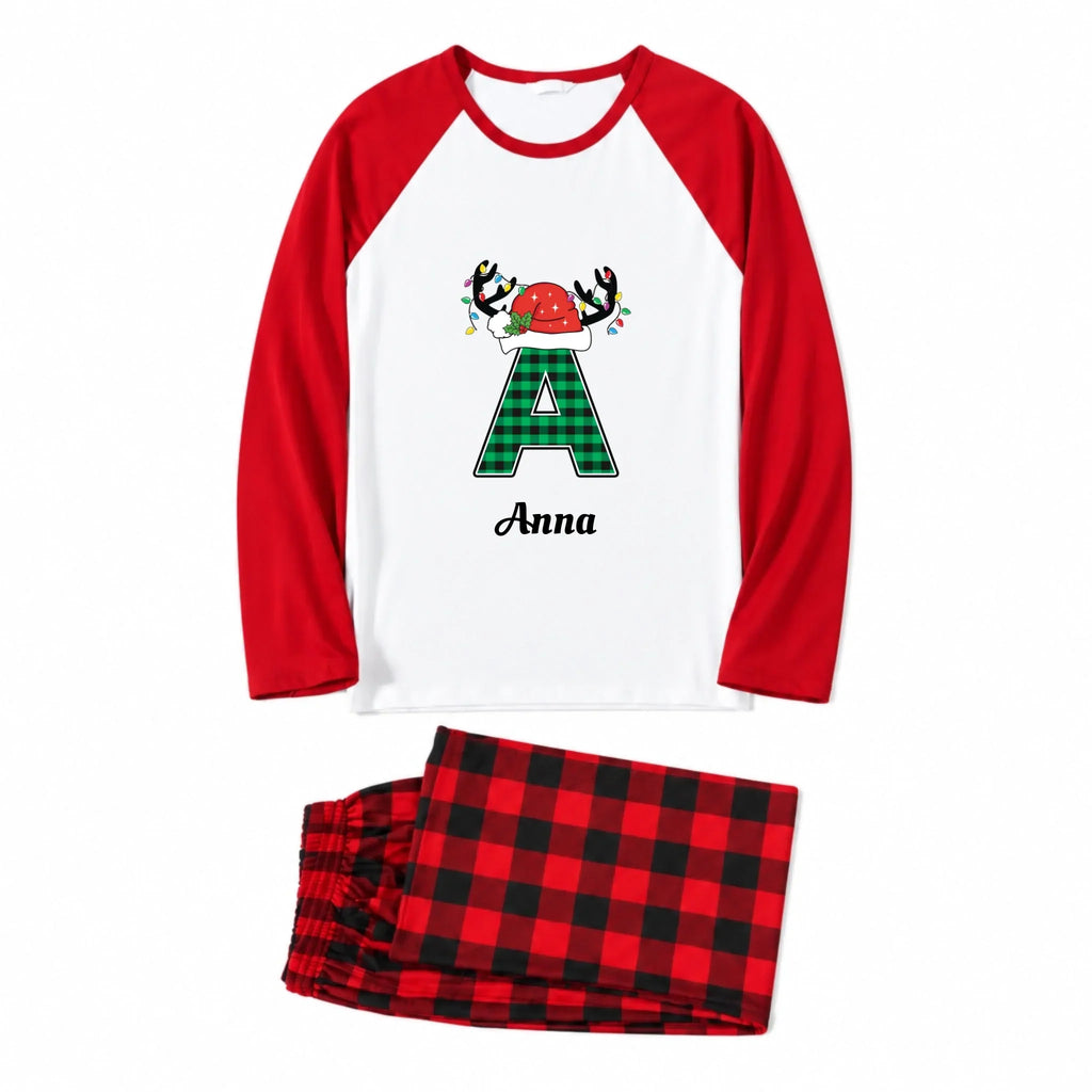 Personalized Monogram Green Plaid Family Christmas Pajamas