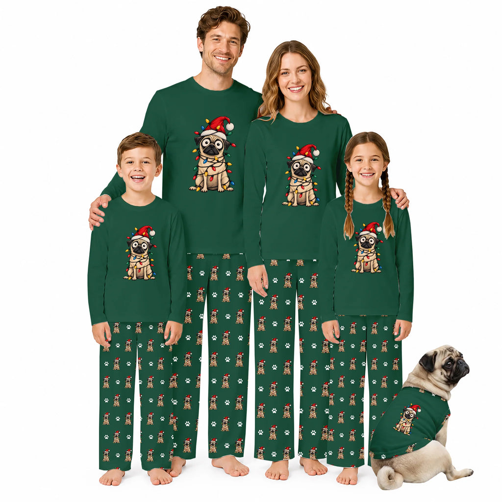 Festive Pug Christmas Family Matching Pajamas