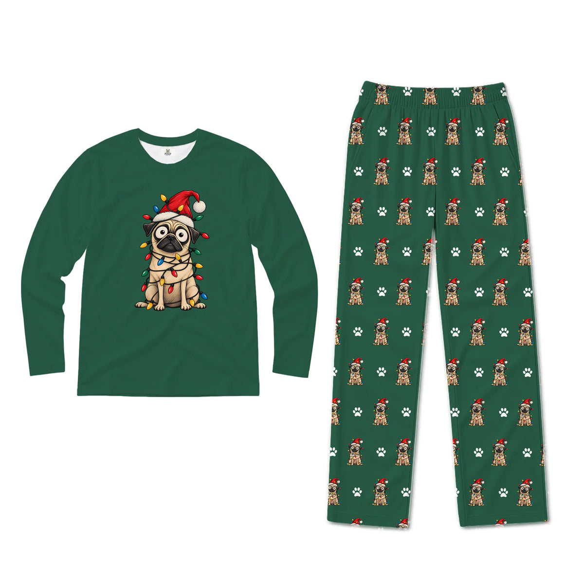 Festive Pug Christmas Family Matching Pajamas