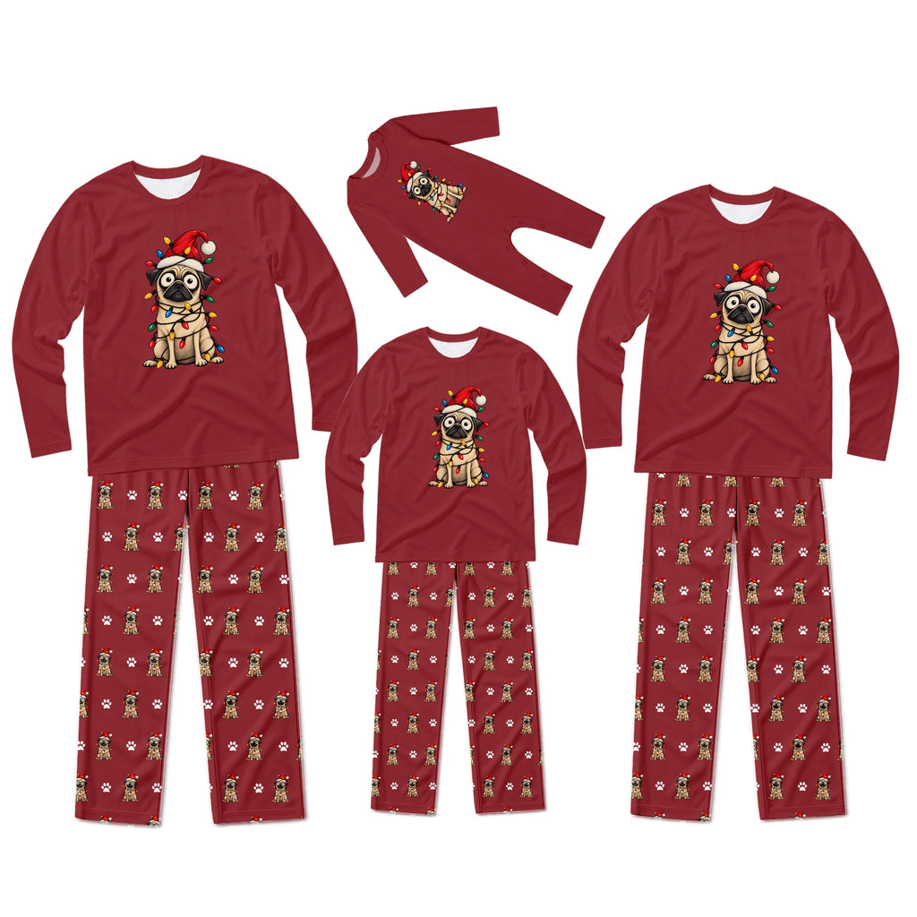 Festive Pug Christmas Family Matching Pajamas