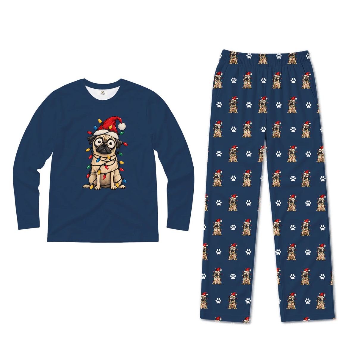 Festive Pug Christmas Family Matching Pajamas