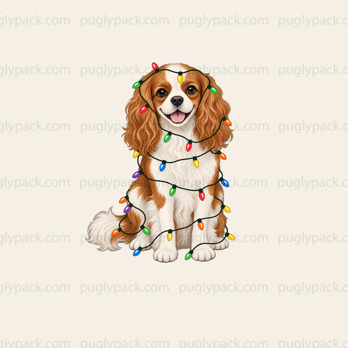 Cavalier King Charles Spaniel Christmas Lights Family Matching Pajamas