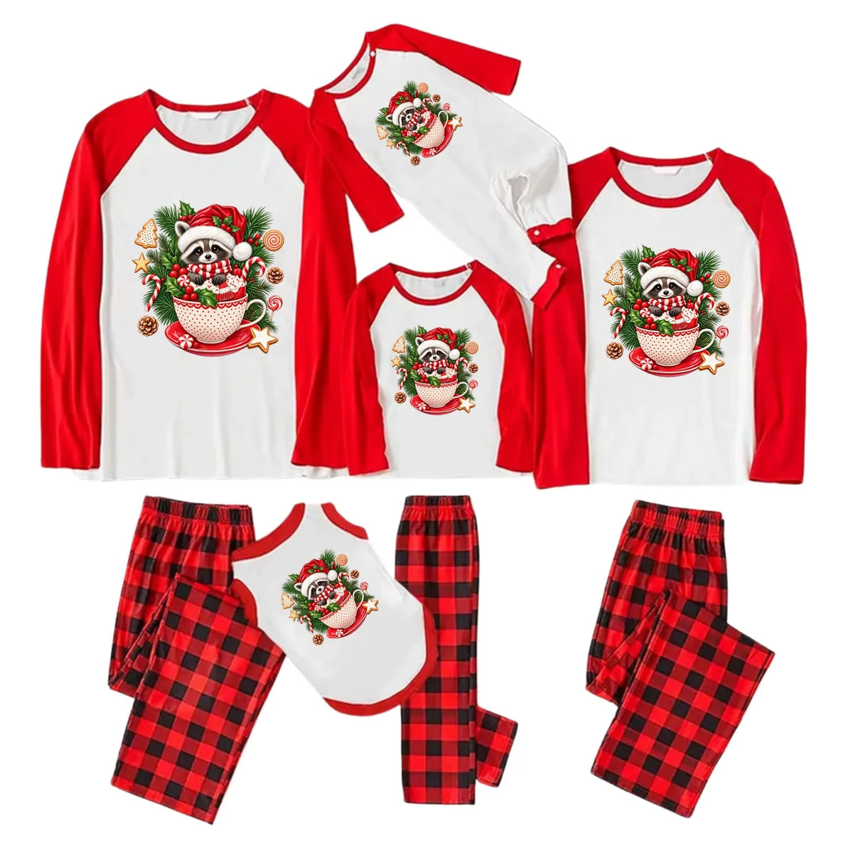 Raccoon Hot Cocoa Christmas Family Pajamas