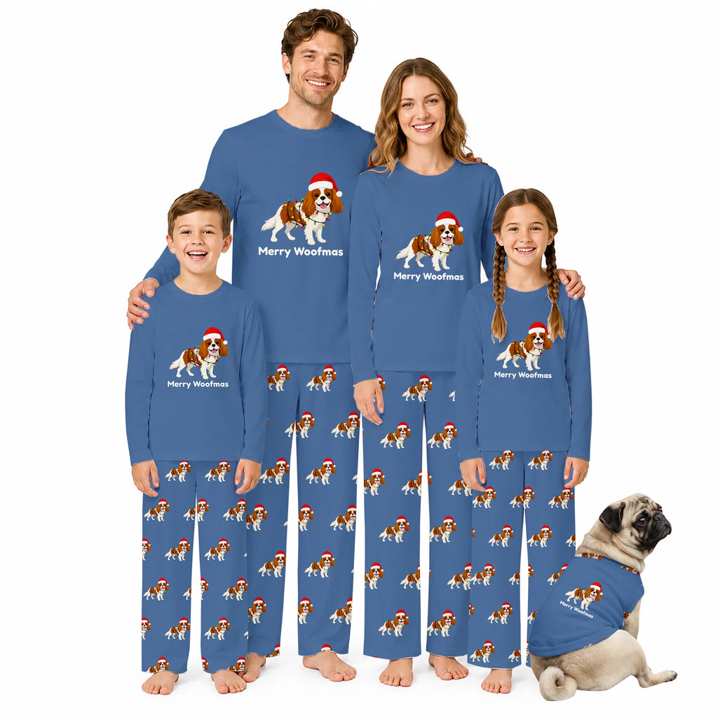 Merry Woofmas Cavalier King Charles Spaniel Family Matching Christmas Pajamas