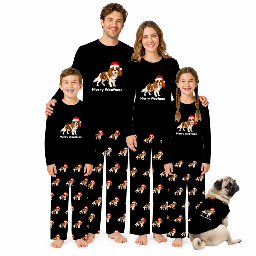 Merry Woofmas Cavalier King Charles Spaniel Family Matching Christmas Pajamas