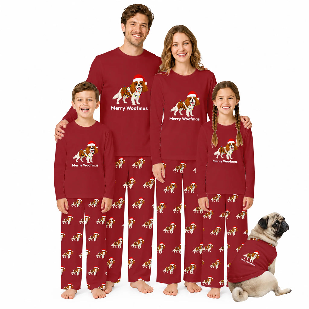 Merry Woofmas Cavalier King Charles Spaniel Family Matching Christmas Pajamas