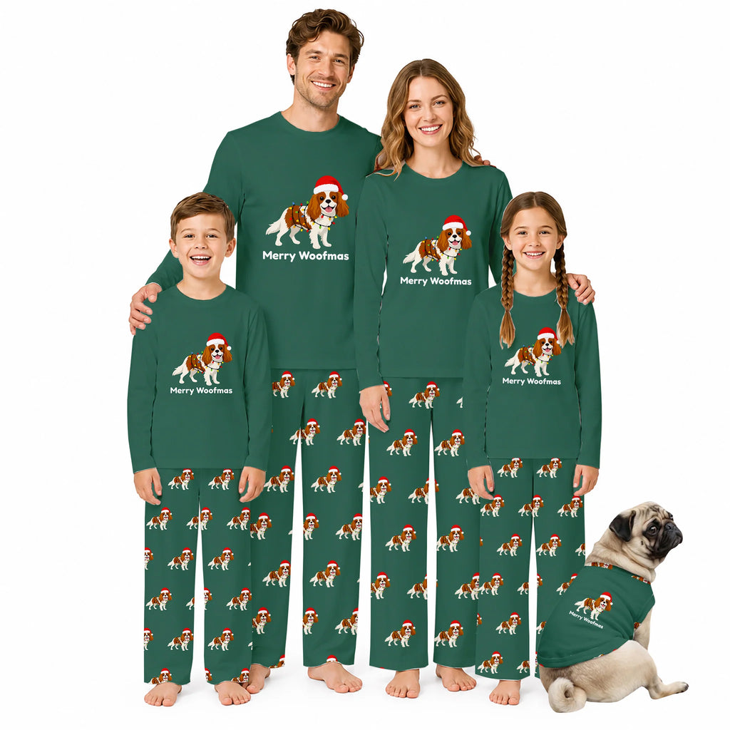 Merry Woofmas Cavalier King Charles Spaniel Family Matching Christmas Pajamas
