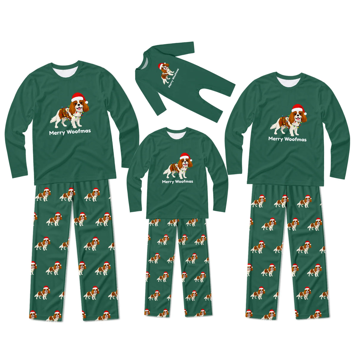 Merry Woofmas Cavalier King Charles Spaniel Family Matching Christmas Pajamas