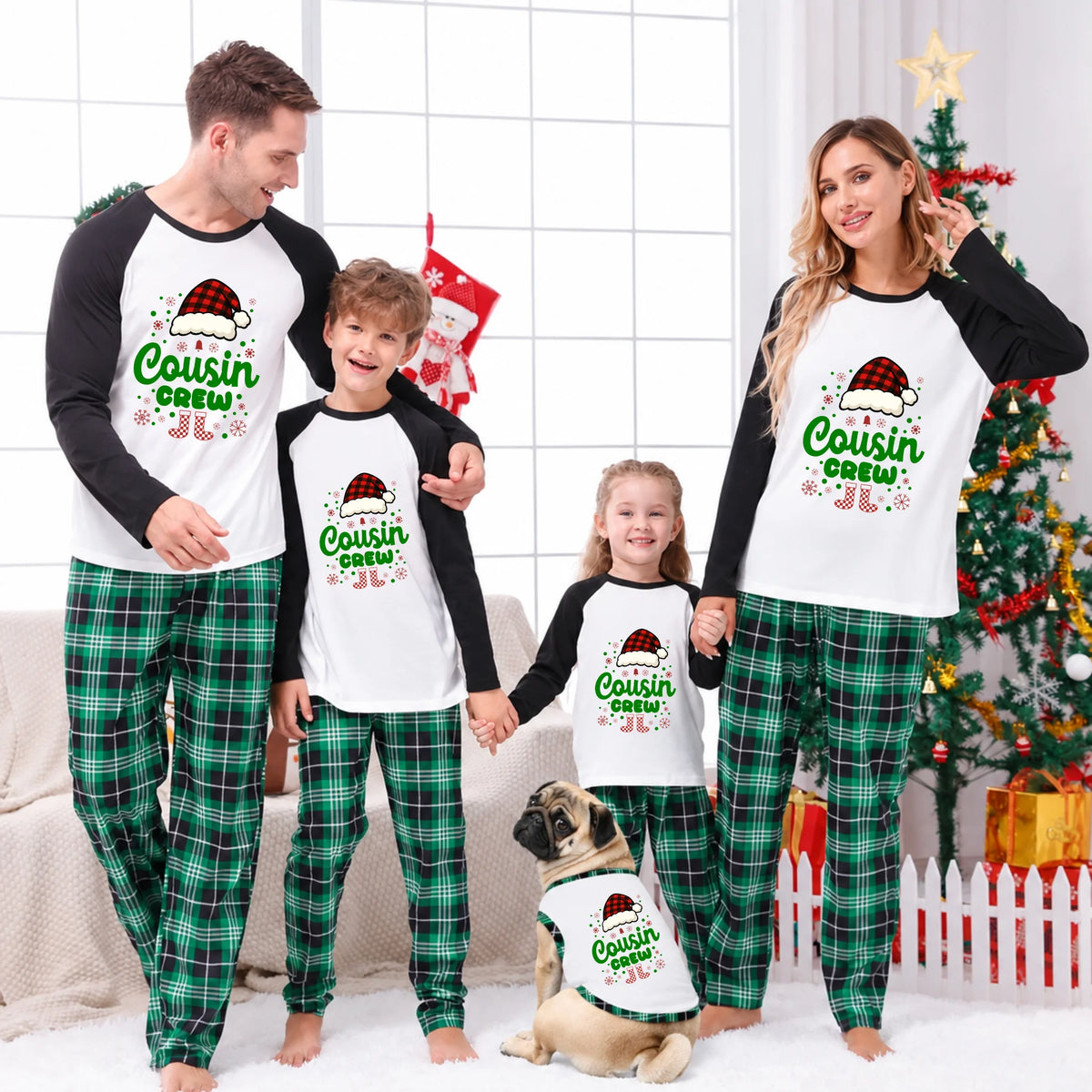 Cousin Crew Buffalo Plaid Family Matching Christmas Pajamas