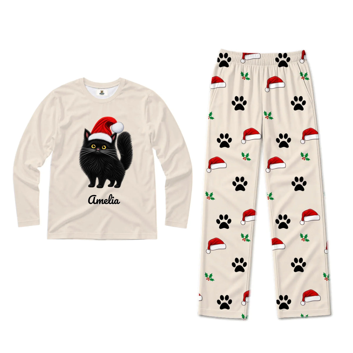 Personalized Black Cat Christmas Pajamas With Live Preview