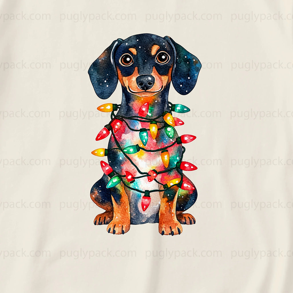 Dachshund Christmas Lights Family Matching Pajamas