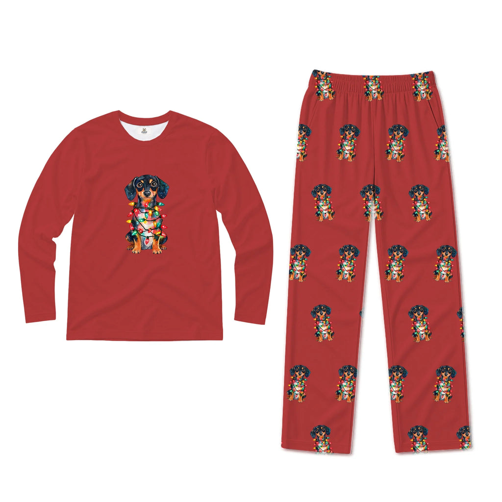 Dachshund Christmas Lights Family Matching Pajamas