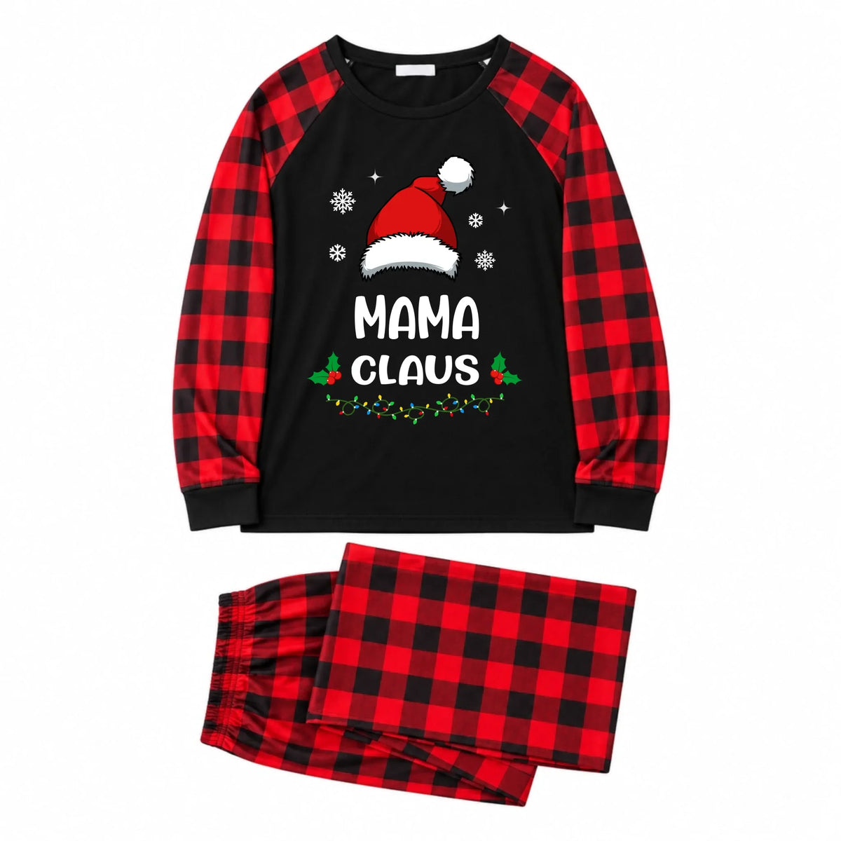 Custom Name Claus Buffalo Plaid Christmas Pajamas
