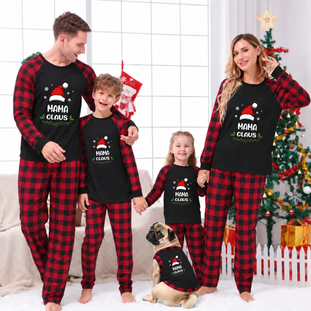 Custom Name Claus Buffalo Plaid Christmas Pajamas