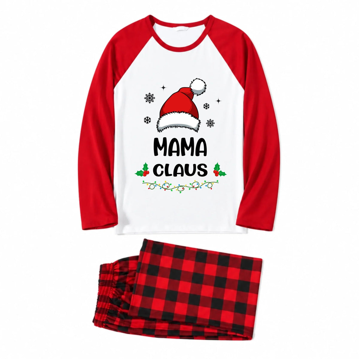 Custom Name Claus Buffalo Plaid Christmas Pajamas