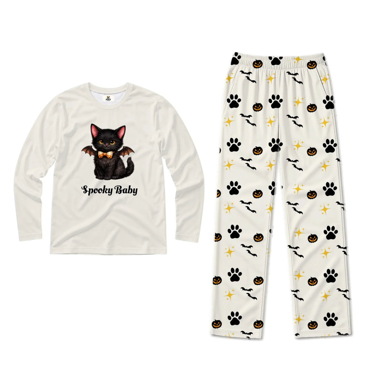 Spooky Black Cat Halloween Family Matching Pajamas