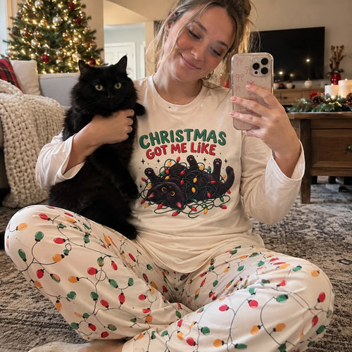 Christmas Got Me Like Black Cat Family Matching Pajamas