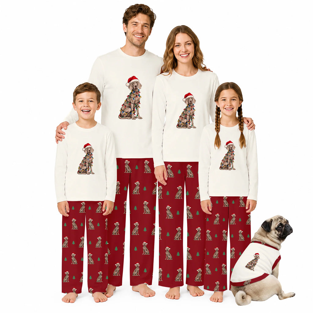 Weimaraner Christmas Lights Family Matching Christmas Pajamas