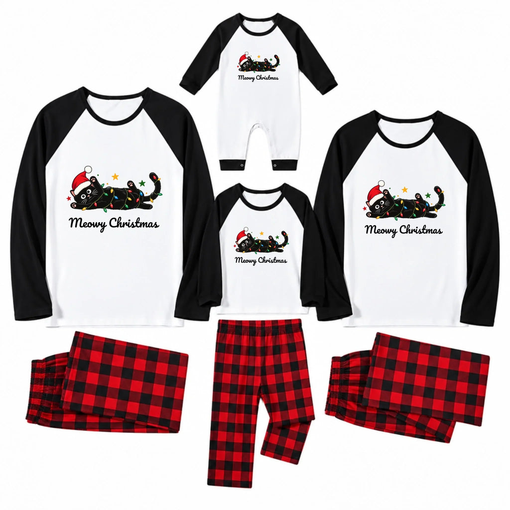 Personalized Black Cat Family Matching Christmas Pajamas Live Preview