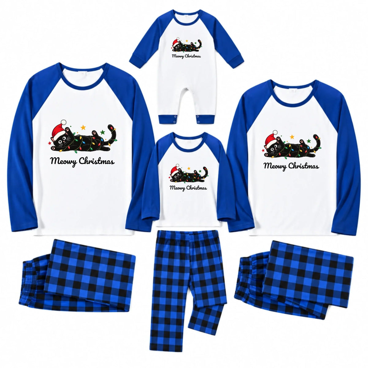 Personalized Black Cat Family Matching Christmas Pajamas Live Preview