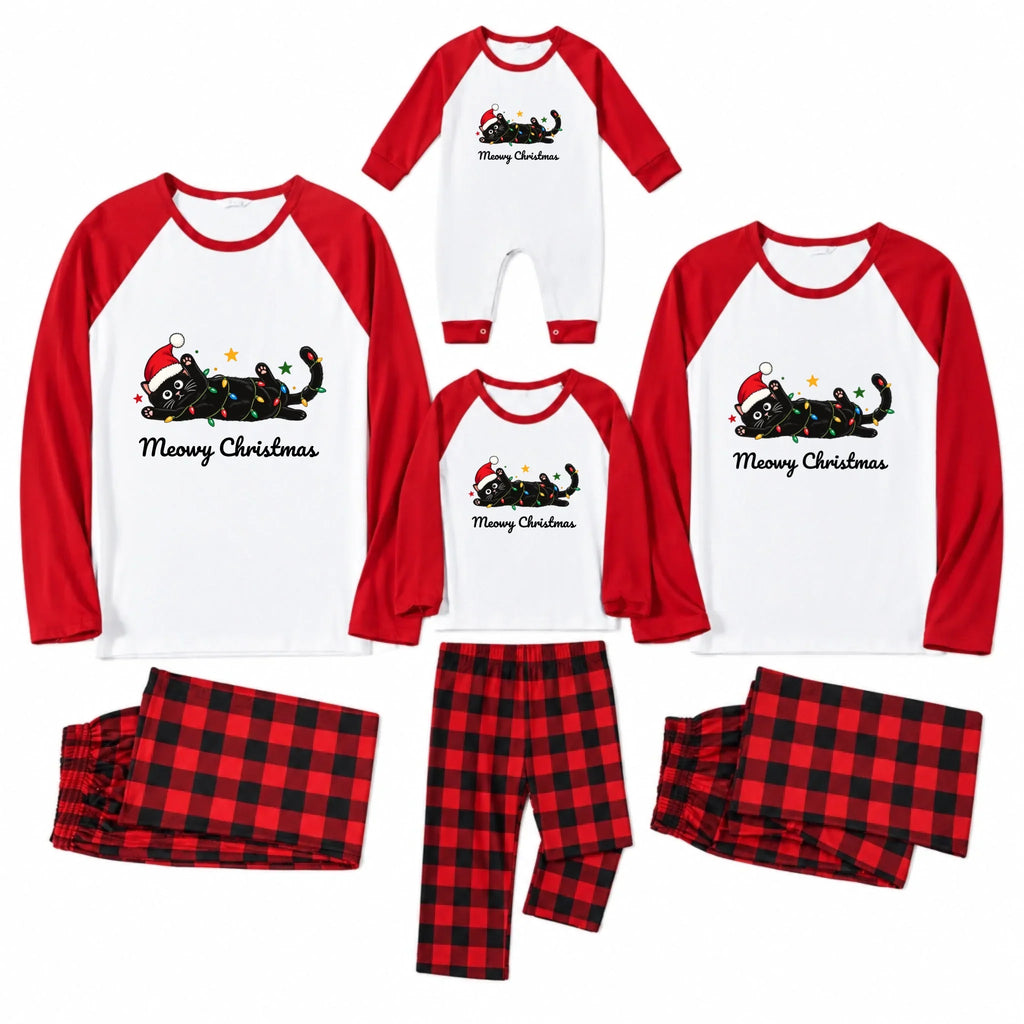 Personalized Black Cat Family Matching Christmas Pajamas Live Preview
