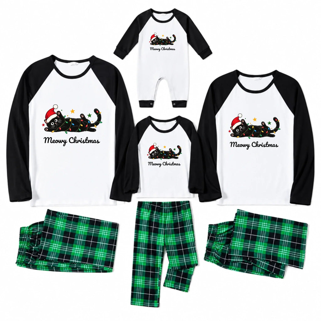 Personalized Black Cat Family Matching Christmas Pajamas Live Preview