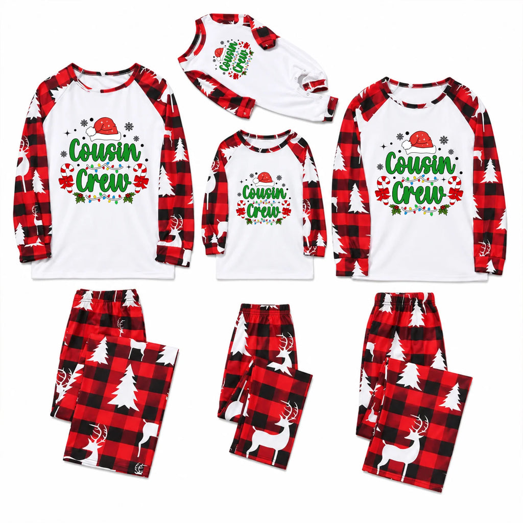 Christmas Cousin Crew Buffalo Plaid Matching Family Pajamas