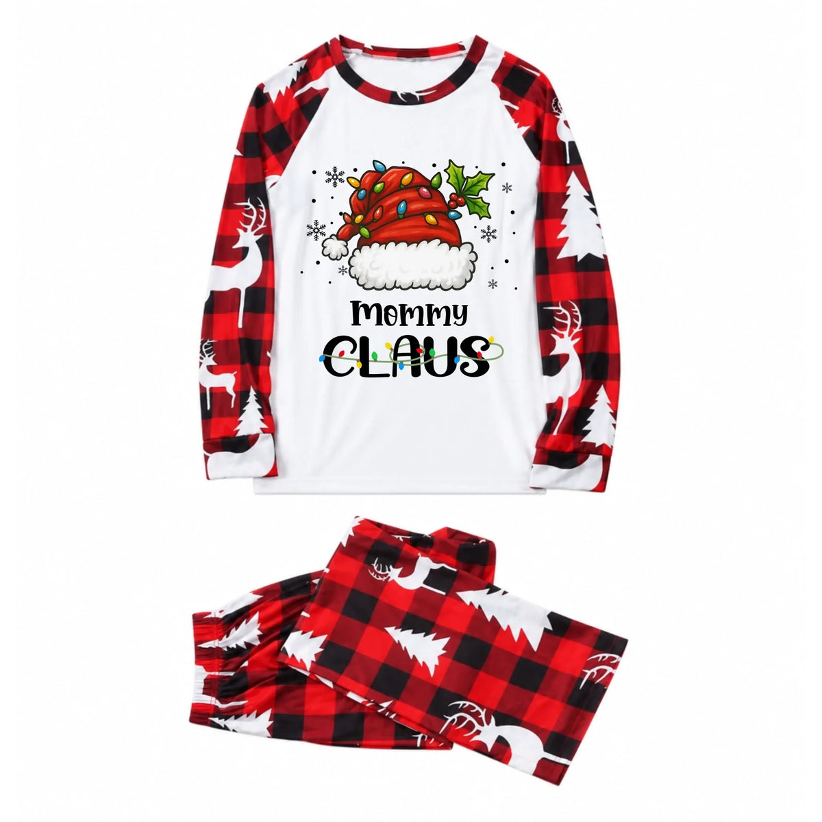 Personalized Claus Buffalo Plaid Family Christmas Pajamas