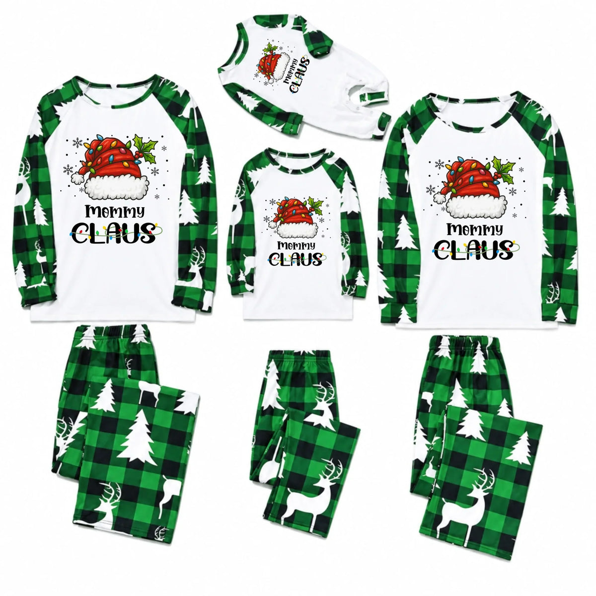 Personalized Claus Buffalo Plaid Family Christmas Pajamas