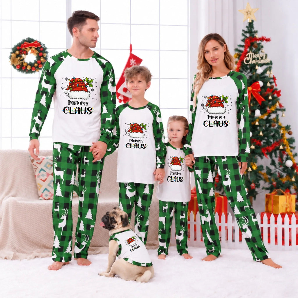 Personalized Claus Buffalo Plaid Family Christmas Pajamas