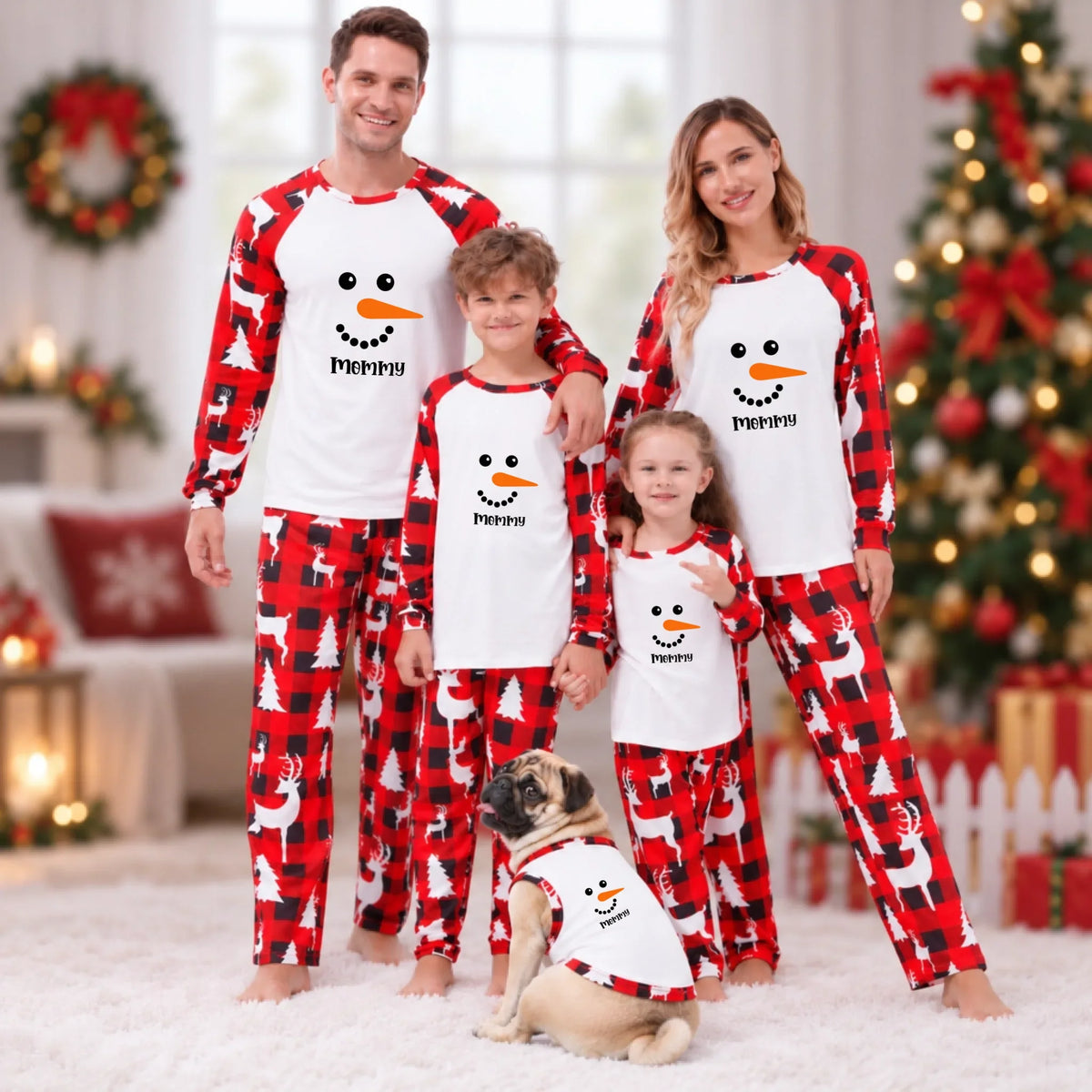 Custom Snowman Face Family Matching Christmas Pajamas Live Preview