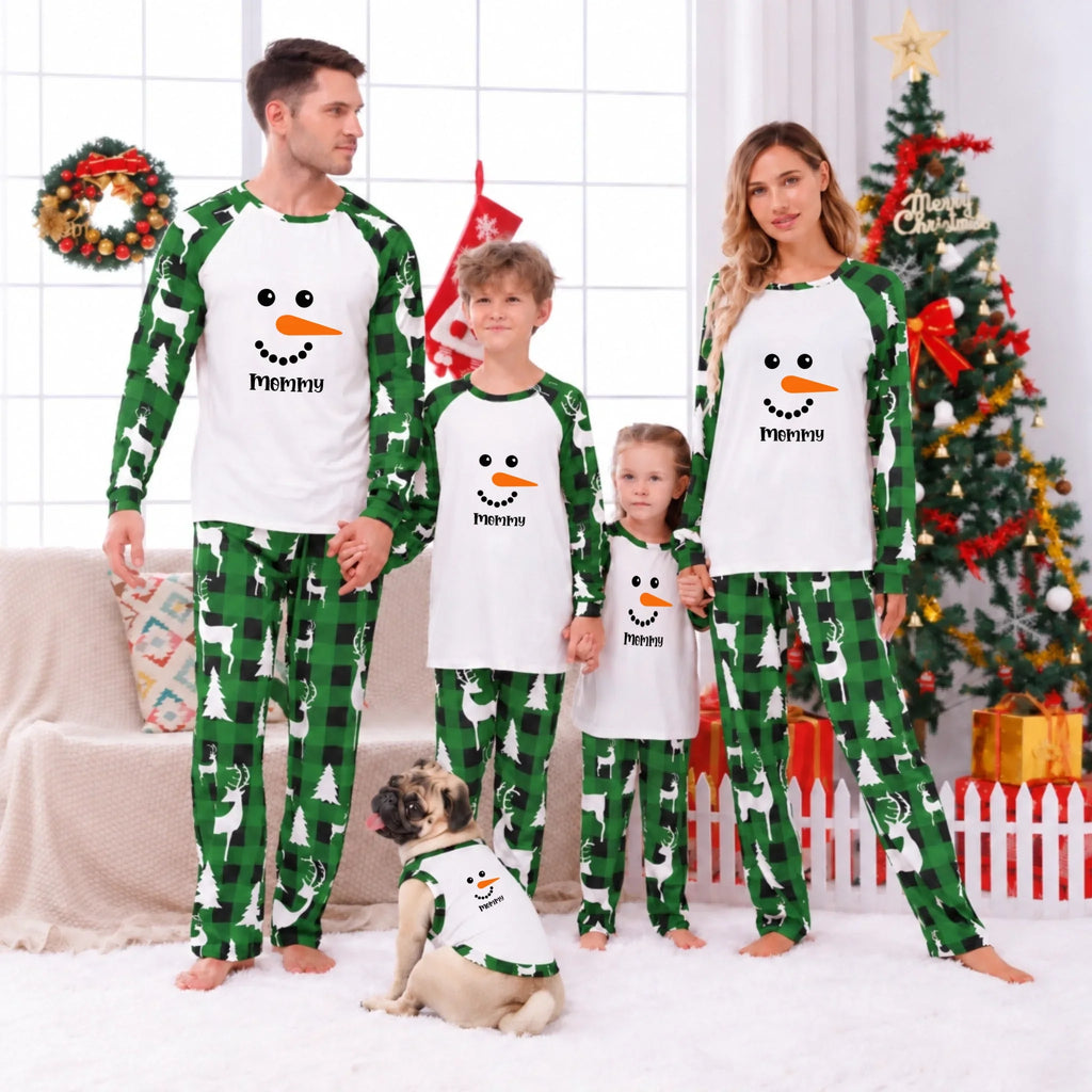 Custom Snowman Face Family Matching Christmas Pajamas Live Preview