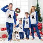 Personalized Reindeer Initial Red Plaid Family Christmas Pajamas