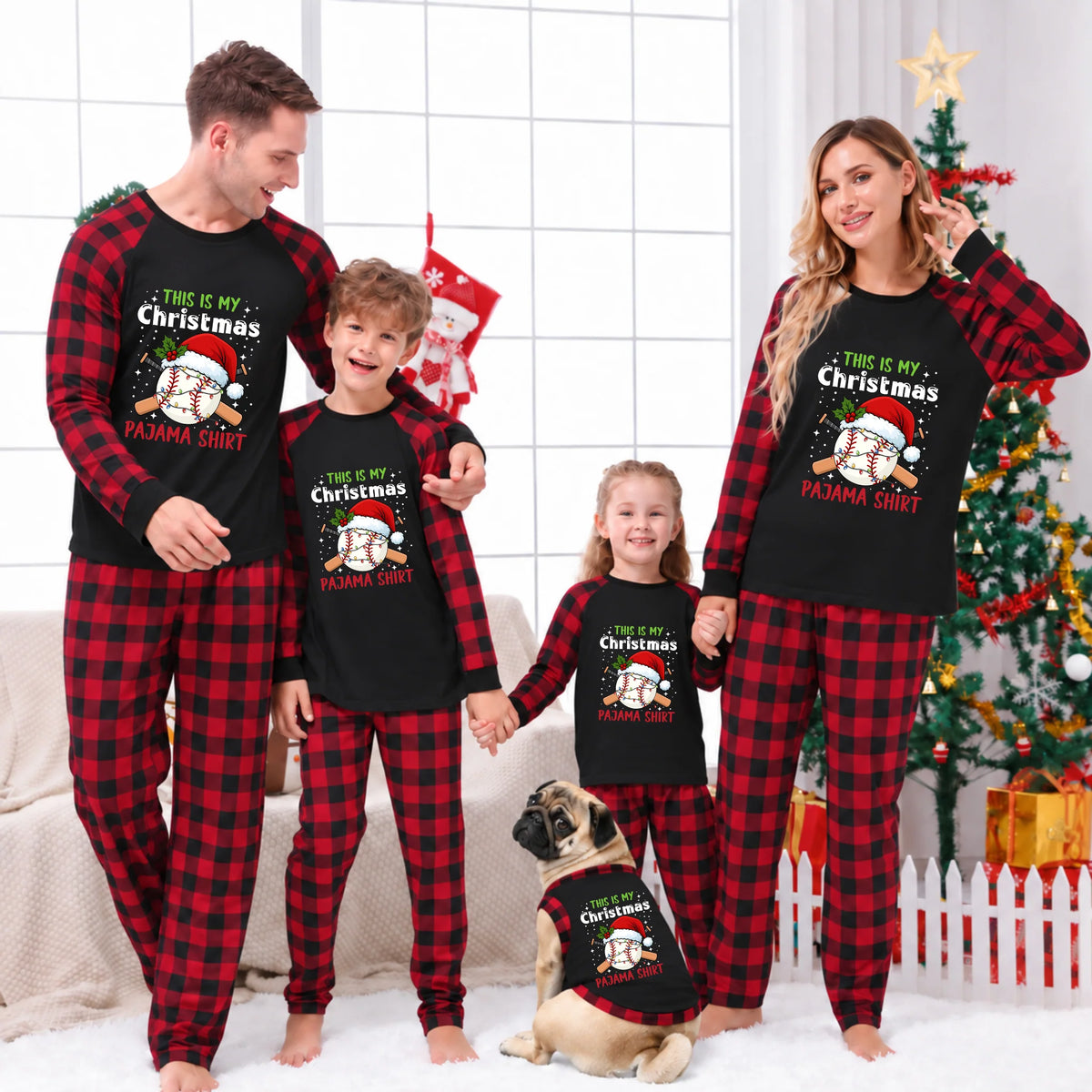 This Is My Christmas Pajama Shirt Baseball Family Matching Pajamas