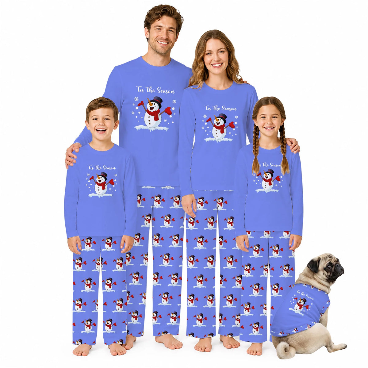 Tis The Season Snowman Family Matching Christmas Pajamas