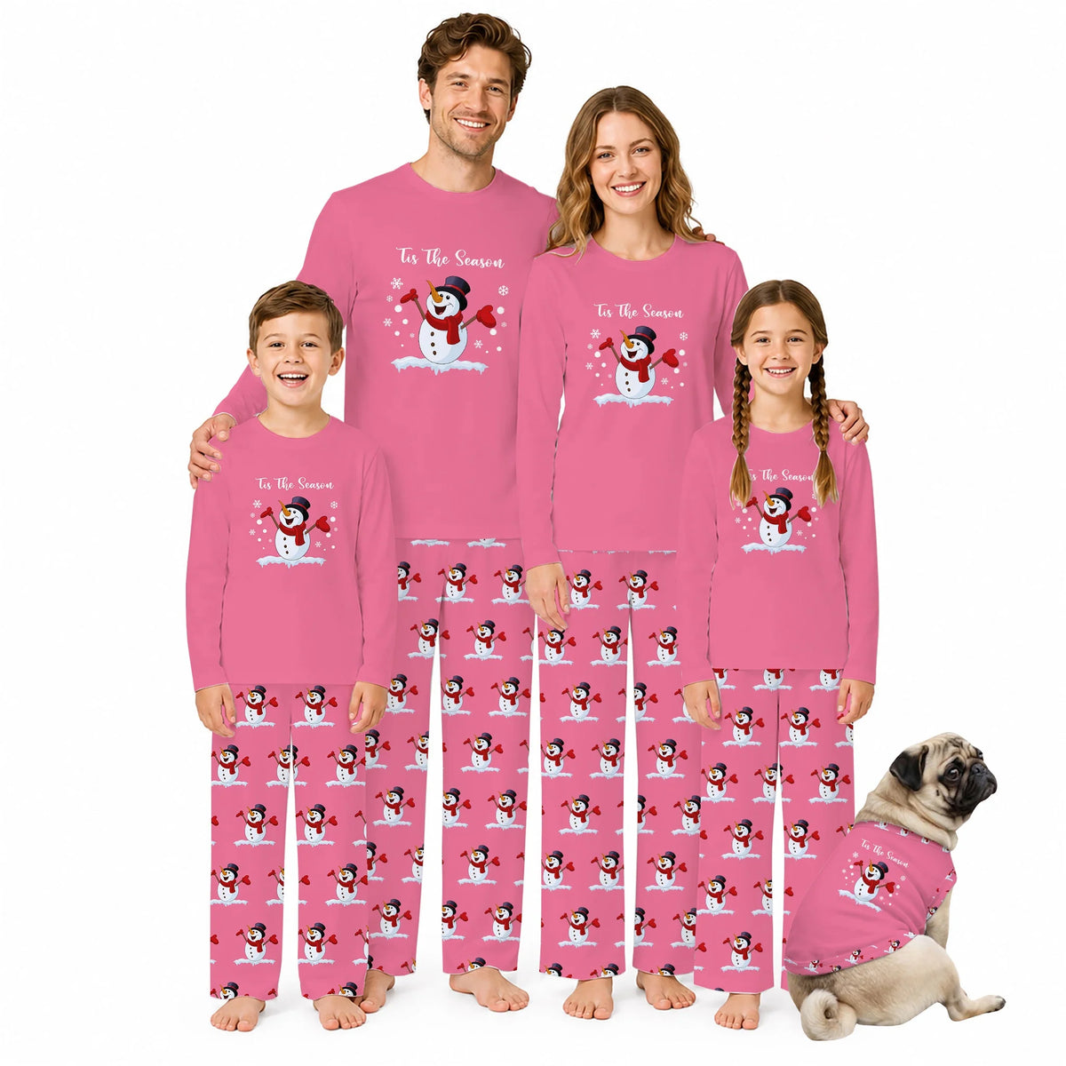 Tis The Season Snowman Family Matching Christmas Pajamas