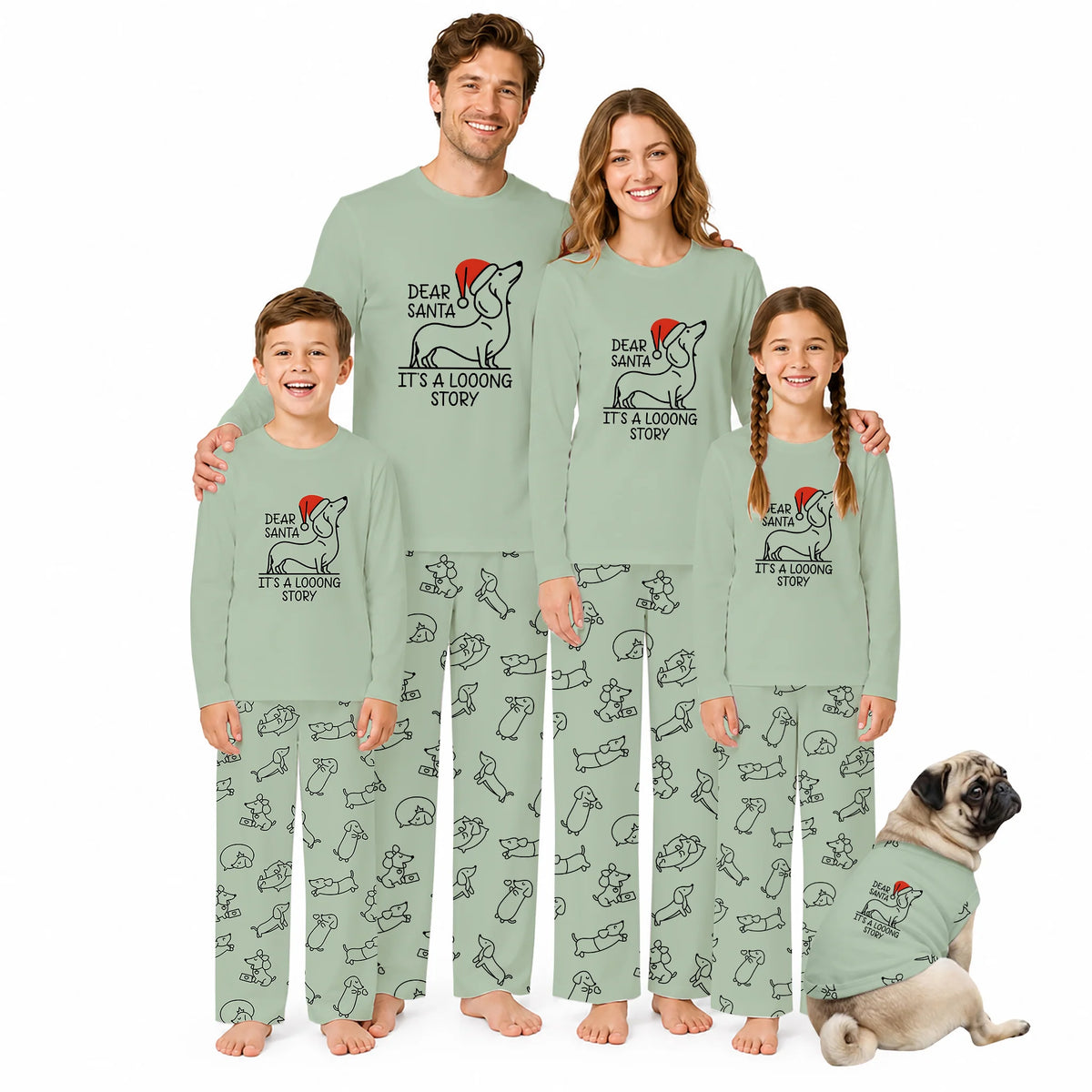 Dear Santa It’s A Looong Story Dachshund Family Matching Christmas Pajamas