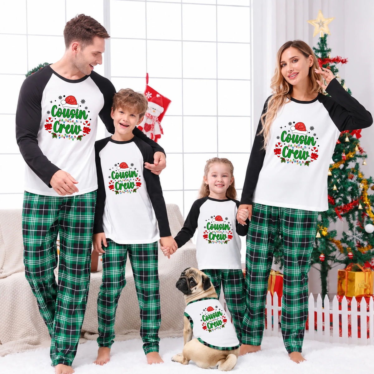 Cousin Crew Family Matching Christmas Pajamas With Pet