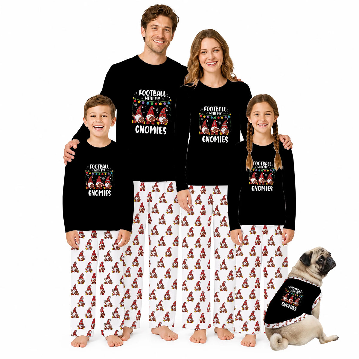 Football With My Gnomies Family Matching Christmas Pajamas