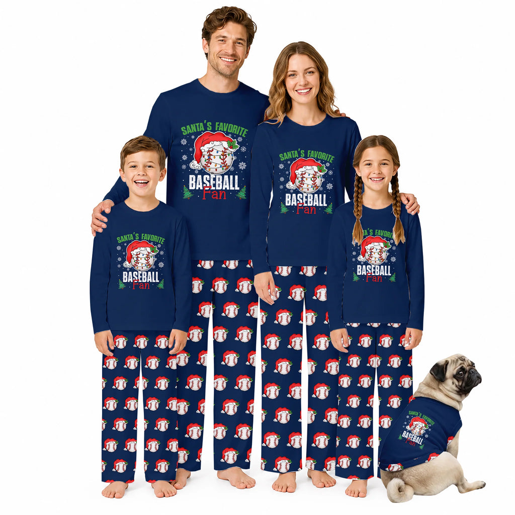Santa’s Favorite Baseball Fan Family Matching Christmas Pajamas