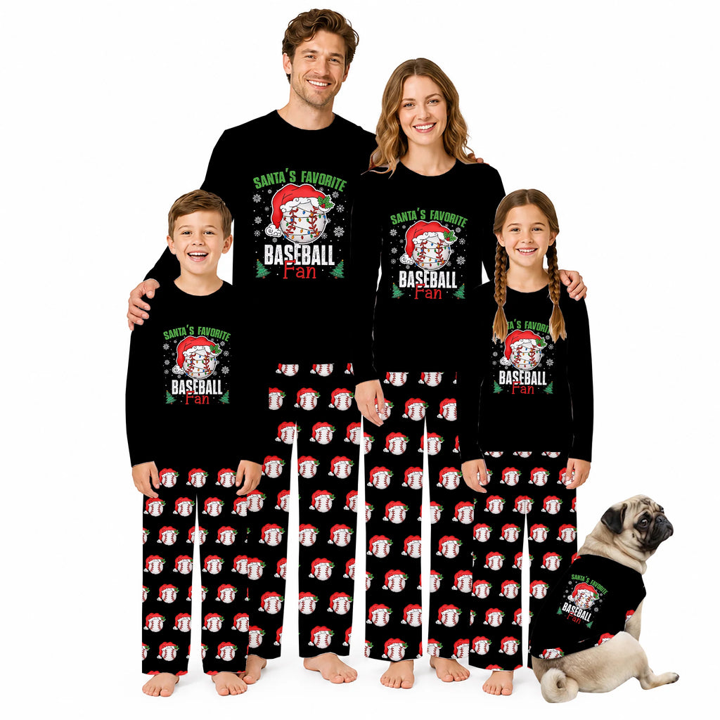Santa’s Favorite Baseball Fan Family Matching Christmas Pajamas
