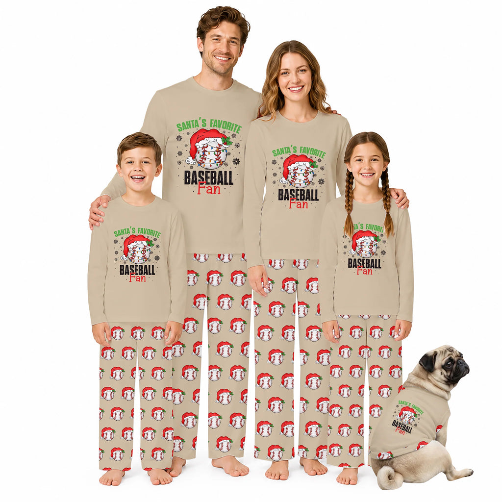 Santa’s Favorite Baseball Fan Family Matching Christmas Pajamas