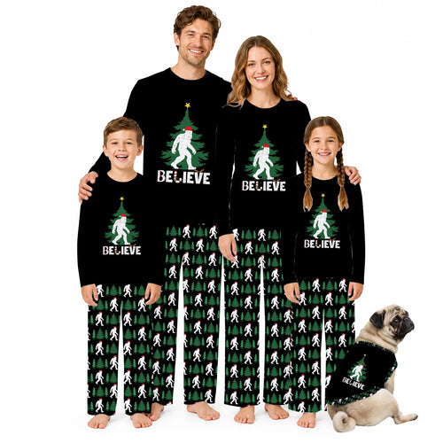 Christmas Bigfoot Believe Family Matching Pajamas