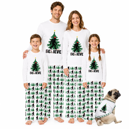 Christmas Bigfoot Believe Family Matching Pajamas
