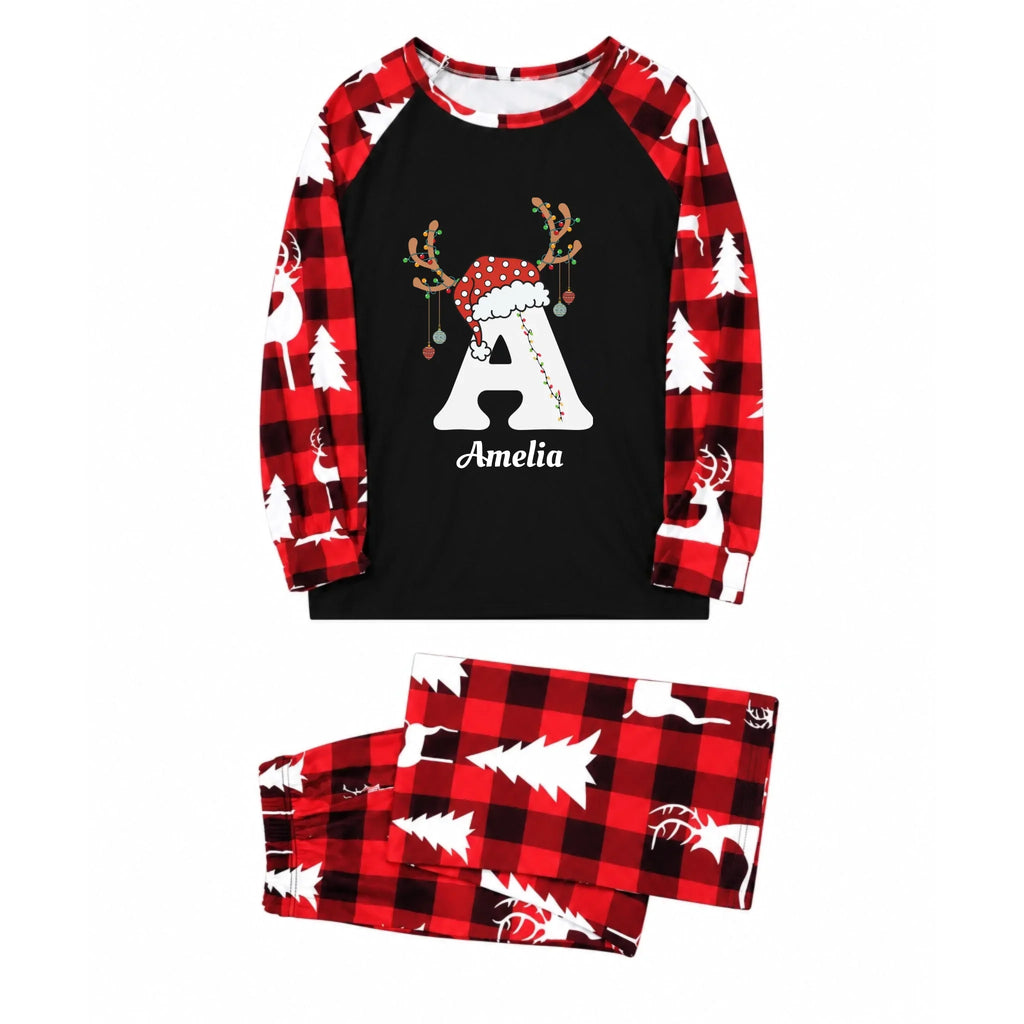 Personalized Reindeer Monogram Christmas Family Matching Pajamas