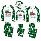 Custom Family Name Red Truck Buffalo Plaid Christmas Pajamas